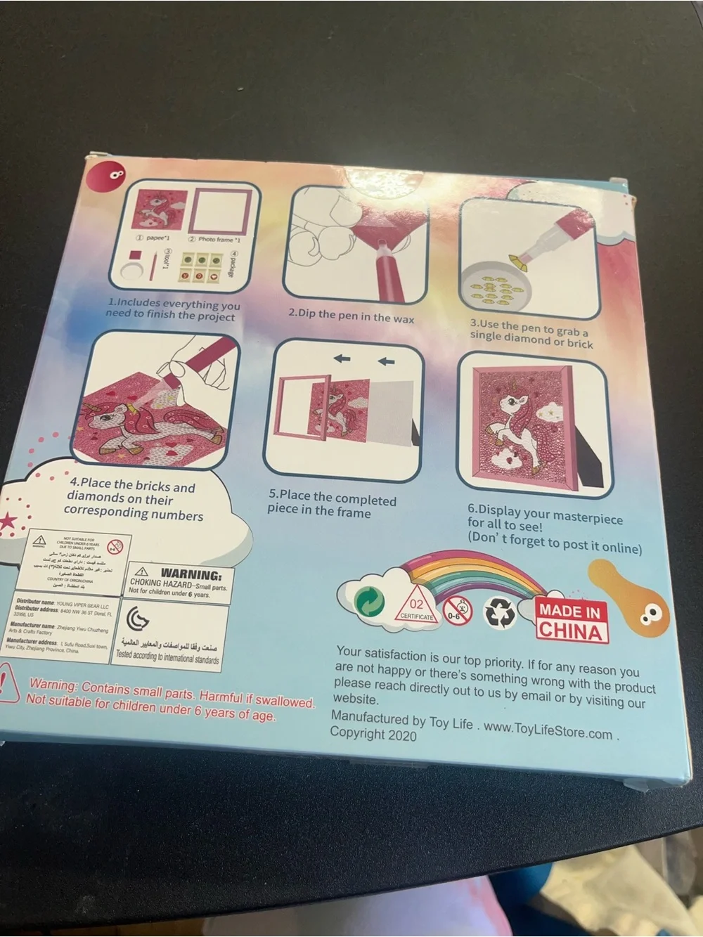 Diamond Puzzle - Pink Unicorn Rainbow Kids Toy
